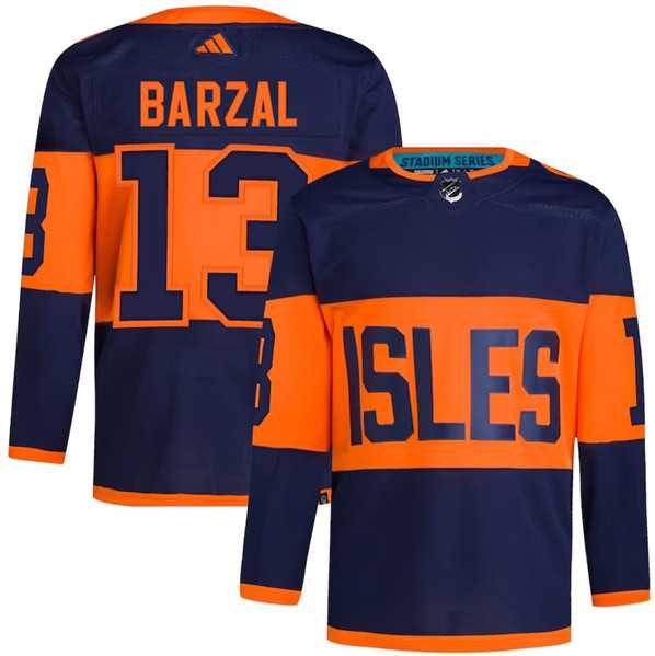Men%27s New York Islanders #13 Mathew Barzal Navy 2024 Stadium Series Stitched Jersey Dzhi
